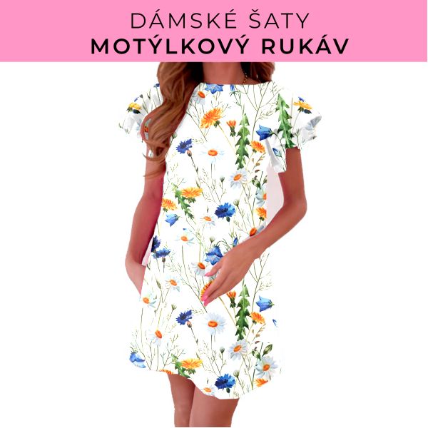 DÁMSKÝ střih - šaty s motýlkovým rukávem