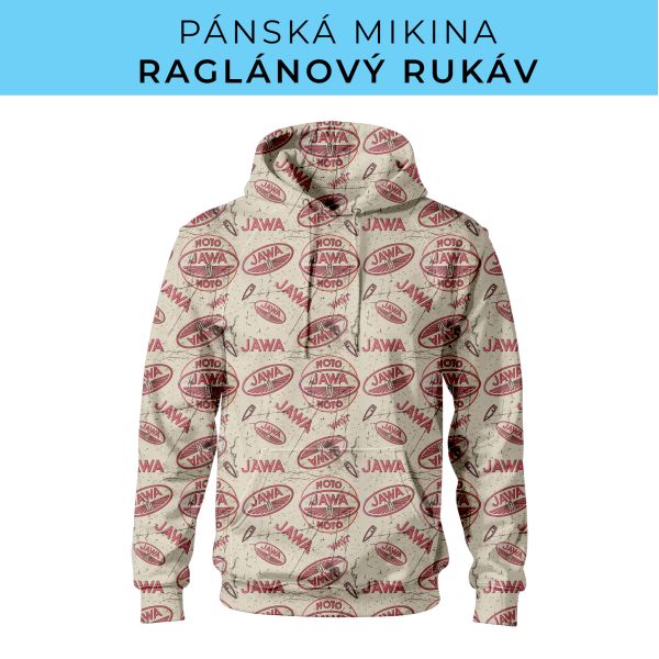 PÁNSKÝ střih - mikina raglan ZÁKLADNÍ s kapucí