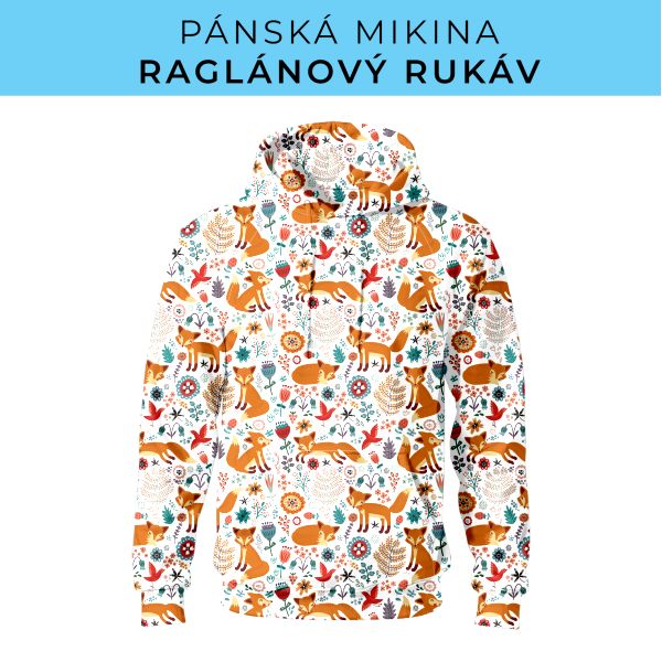 PÁNSKÝ střih - mikina raglan ZÁKLADNÍ s kapucí