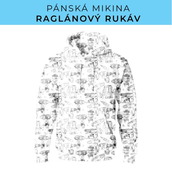 PÁNSKÝ střih - mikina raglan ZÁKLADNÍ s kapucí