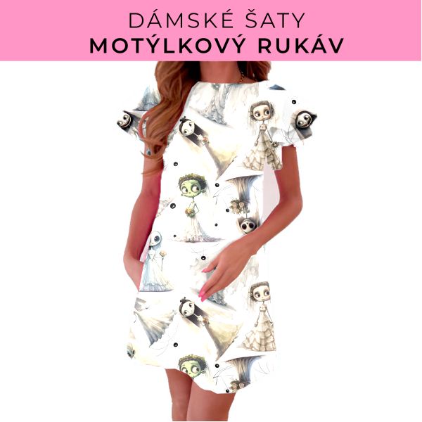DÁMSKÝ střih - šaty s motýlkovým rukávem