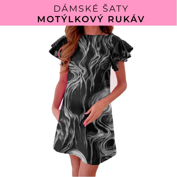 DÁMSKÝ střih - šaty s motýlkovým rukávem