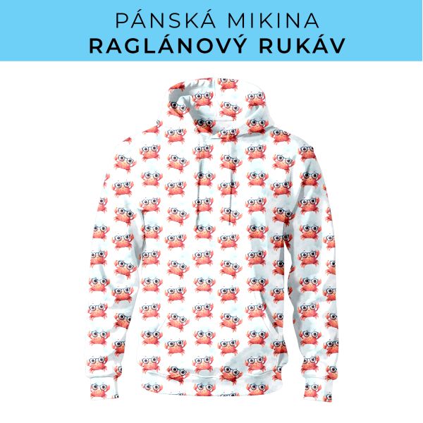 PÁNSKÝ střih - mikina raglan ZÁKLADNÍ s kapucí