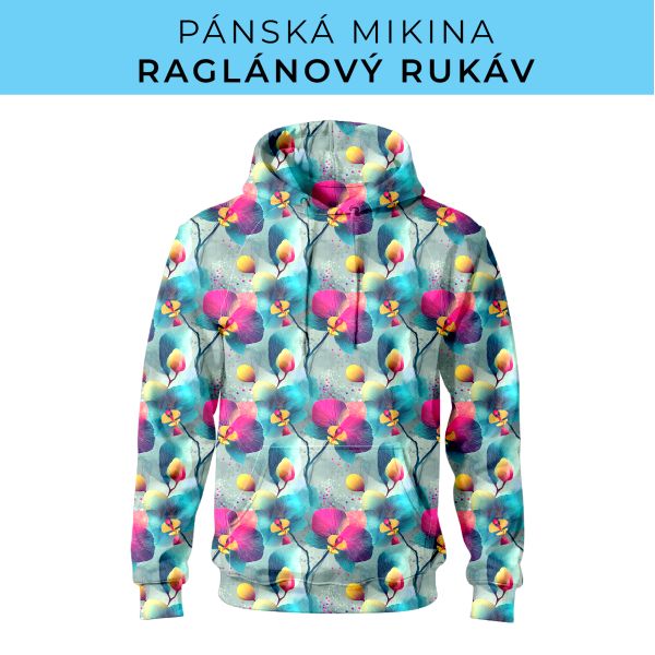 PÁNSKÝ střih - mikina raglan ZÁKLADNÍ s kapucí