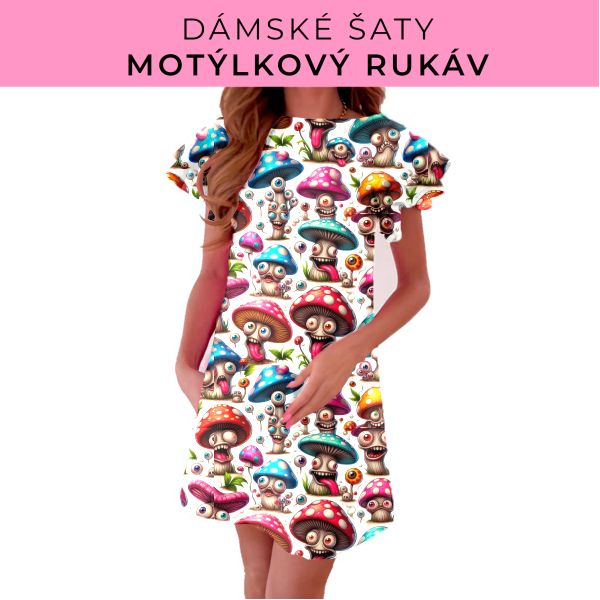DÁMSKÝ střih - šaty s motýlkovým rukávem
