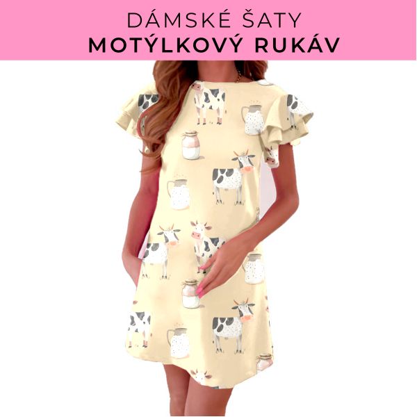 DÁMSKÝ střih - šaty s motýlkovým rukávem