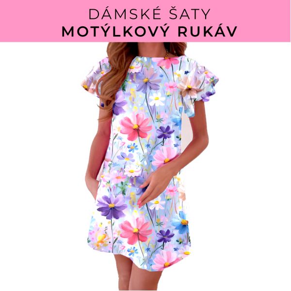 DÁMSKÝ střih - šaty s motýlkovým rukávem