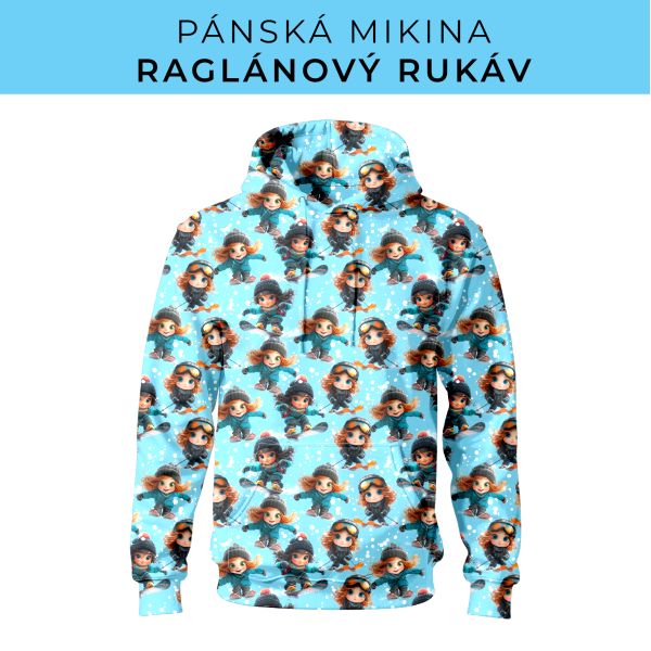 PÁNSKÝ střih - mikina raglan ZÁKLADNÍ s kapucí