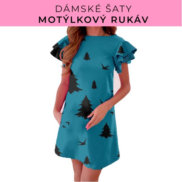 DÁMSKÝ střih - šaty s motýlkovým rukávem