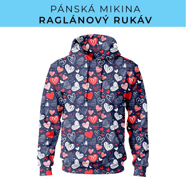 PÁNSKÝ střih - mikina raglan ZÁKLADNÍ s kapucí