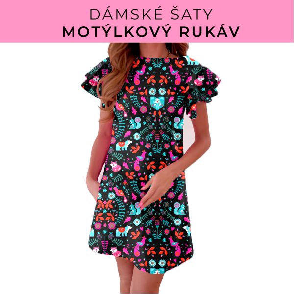 DÁMSKÝ střih - šaty s motýlkovým rukávem