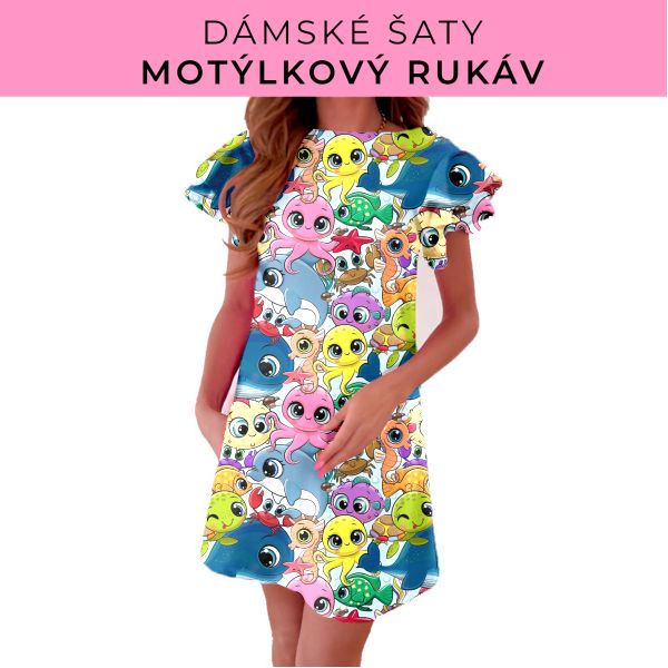 DÁMSKÝ střih - šaty s motýlkovým rukávem