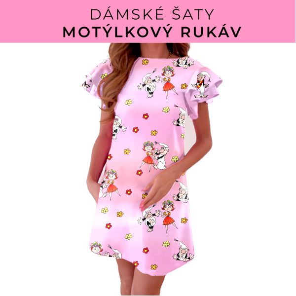 DÁMSKÝ střih - šaty s motýlkovým rukávem