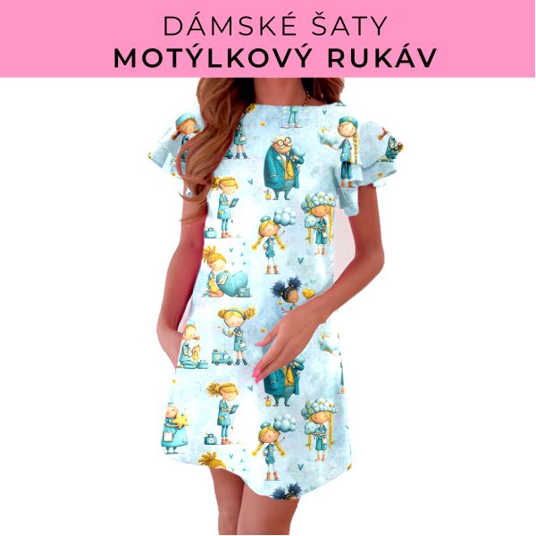 DÁMSKÝ střih - šaty s motýlkovým rukávem