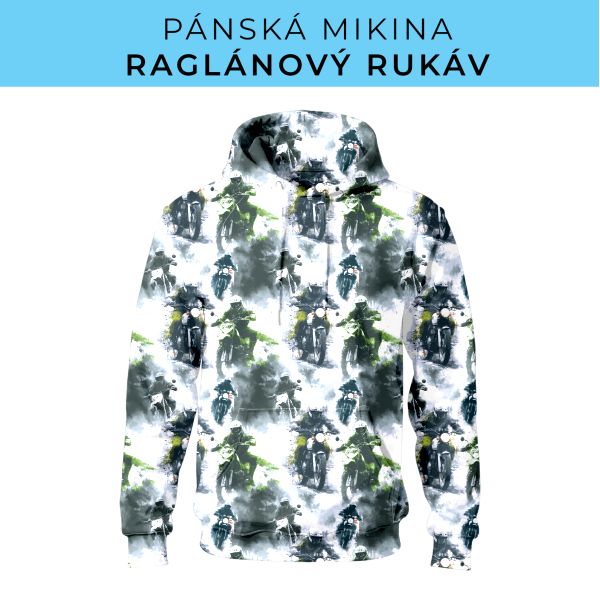 PÁNSKÝ střih - mikina raglan ZÁKLADNÍ s kapucí