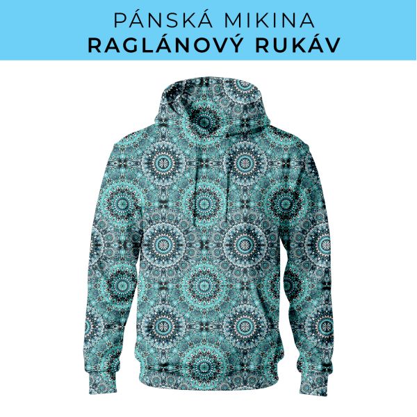 PÁNSKÝ střih - mikina raglan ZÁKLADNÍ s kapucí