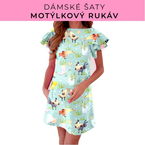 DÁMSKÝ střih - šaty s motýlkovým rukávem