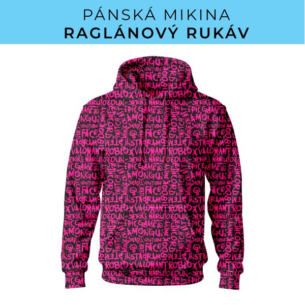 PÁNSKÝ střih - mikina raglan ZÁKLADNÍ s kapucí