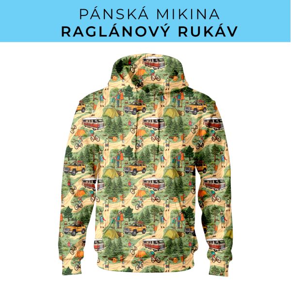 PÁNSKÝ střih - mikina raglan ZÁKLADNÍ s kapucí