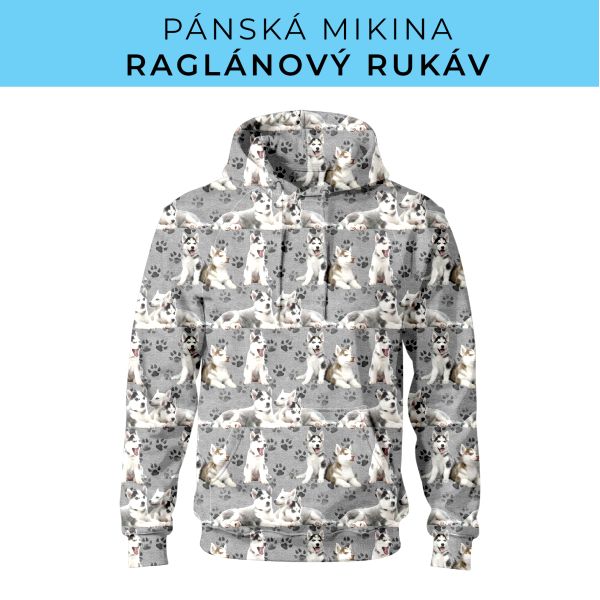 PÁNSKÝ střih - mikina raglan ZÁKLADNÍ s kapucí