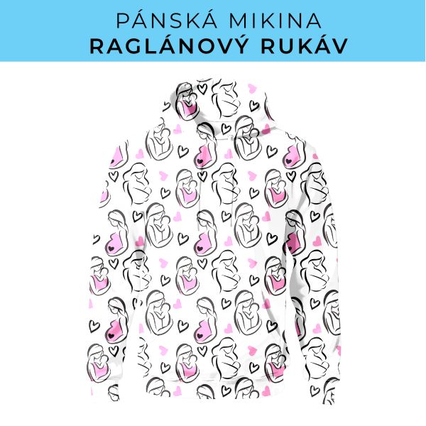 PÁNSKÝ střih - mikina raglan ZÁKLADNÍ s kapucí