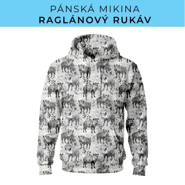PÁNSKÝ střih - mikina raglan ZÁKLADNÍ s kapucí