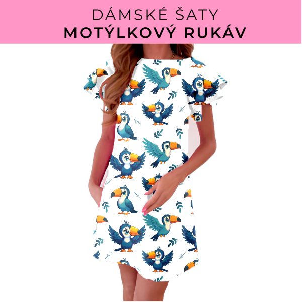 DÁMSKÝ střih - šaty s motýlkovým rukávem