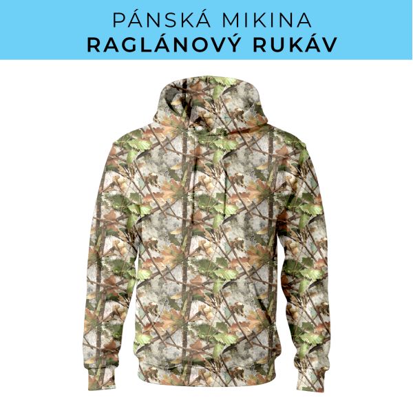 PÁNSKÝ střih - mikina raglan ZÁKLADNÍ s kapucí