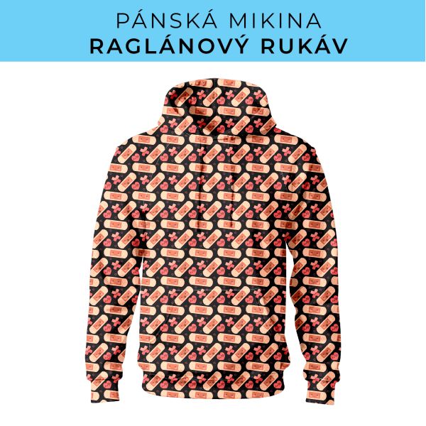 PÁNSKÝ střih - mikina raglan ZÁKLADNÍ s kapucí