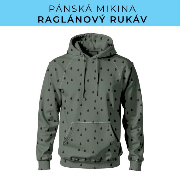 PÁNSKÝ střih - mikina raglan ZÁKLADNÍ s kapucí