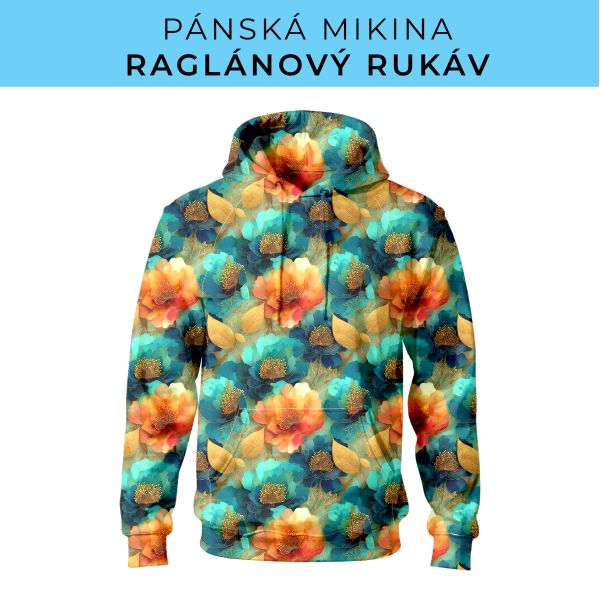PÁNSKÝ střih - mikina raglan ZÁKLADNÍ s kapucí