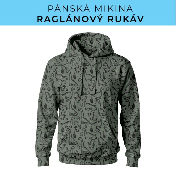 PÁNSKÝ střih - mikina raglan ZÁKLADNÍ s kapucí