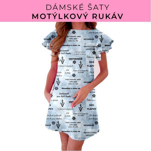DÁMSKÝ střih - šaty s motýlkovým rukávem