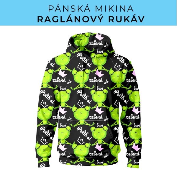 PÁNSKÝ střih - mikina raglan ZÁKLADNÍ s kapucí