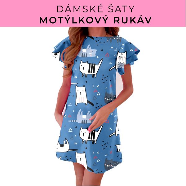 DÁMSKÝ střih - šaty s motýlkovým rukávem