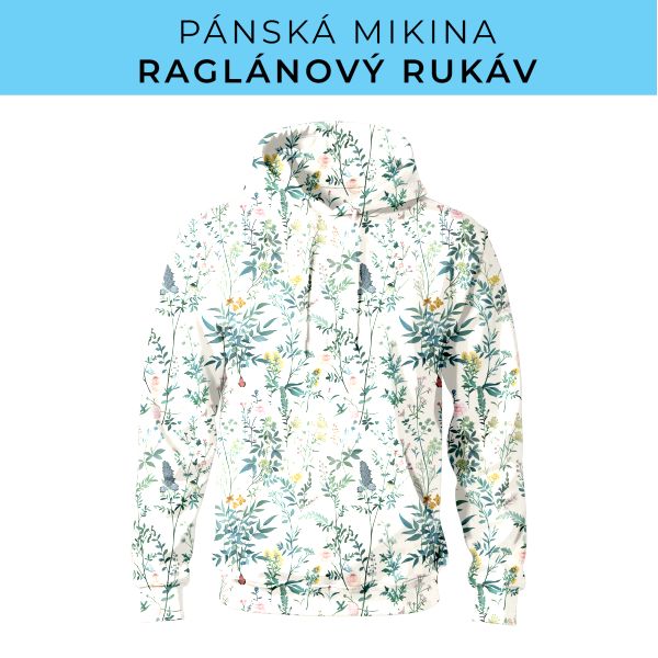 PÁNSKÝ střih - mikina raglan ZÁKLADNÍ s kapucí