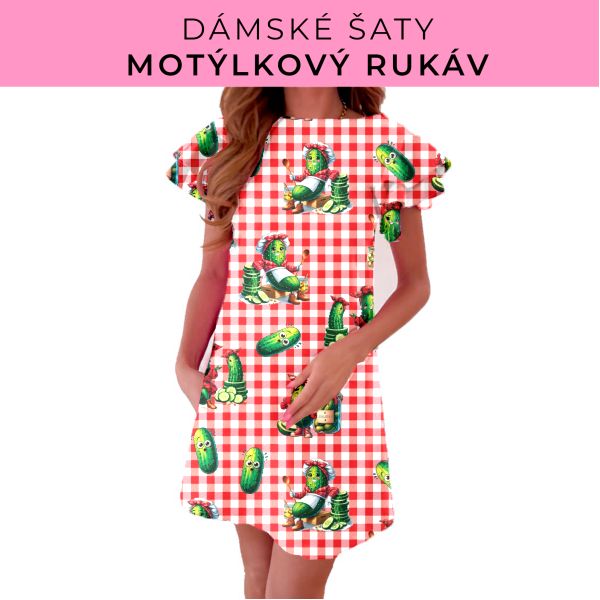 DÁMSKÝ střih - šaty s motýlkovým rukávem