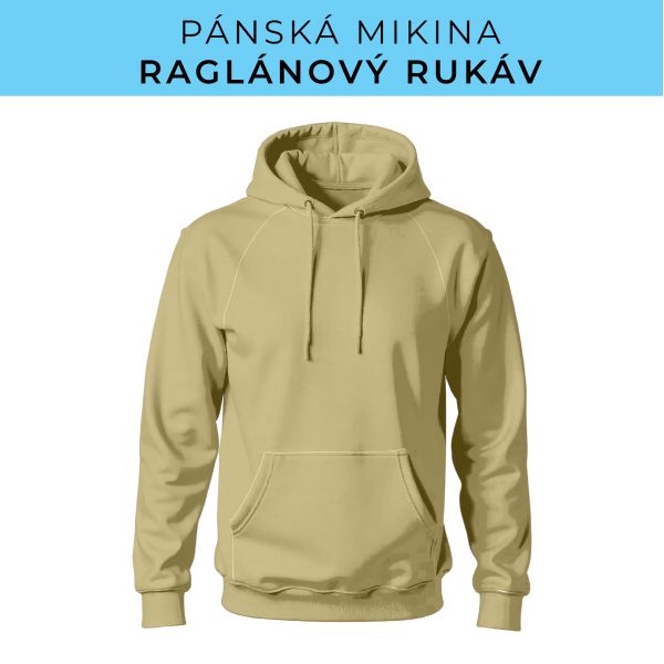 PÁNSKÝ střih - mikina raglan ZÁKLADNÍ s kapucí