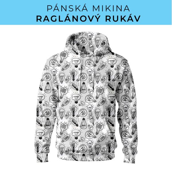 PÁNSKÝ střih - mikina raglan ZÁKLADNÍ s kapucí