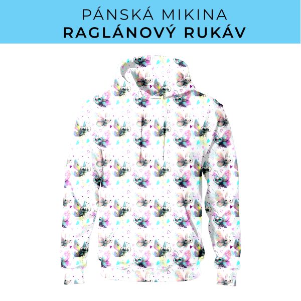 PÁNSKÝ střih - mikina raglan ZÁKLADNÍ s kapucí