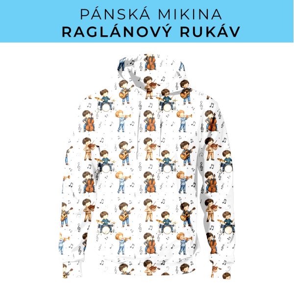 PÁNSKÝ střih - mikina raglan ZÁKLADNÍ s kapucí