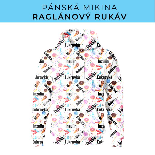 PÁNSKÝ střih - mikina raglan ZÁKLADNÍ s kapucí