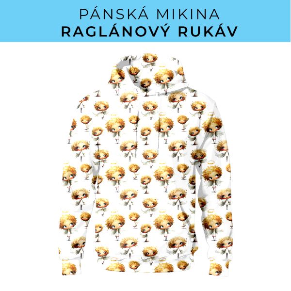 PÁNSKÝ střih - mikina raglan ZÁKLADNÍ s kapucí