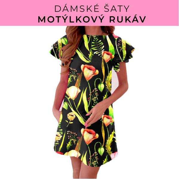 DÁMSKÝ střih - šaty s motýlkovým rukávem