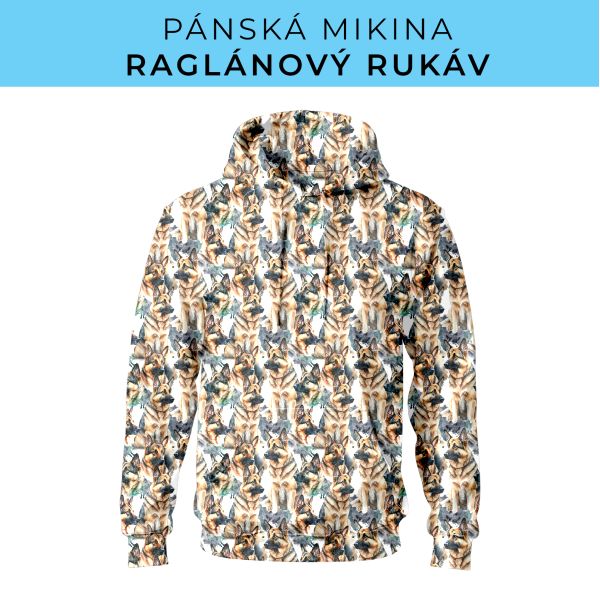 PÁNSKÝ střih - mikina raglan ZÁKLADNÍ s kapucí