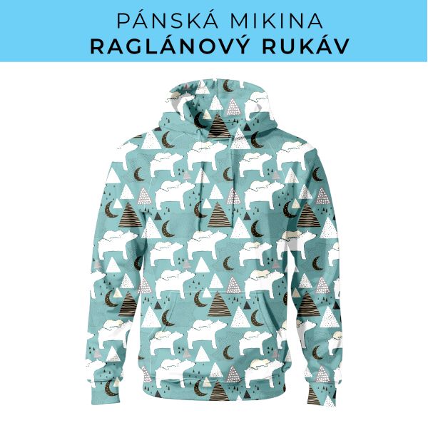 PÁNSKÝ střih - mikina raglan ZÁKLADNÍ s kapucí