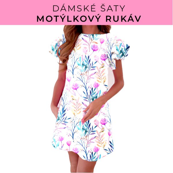 DÁMSKÝ střih - šaty s motýlkovým rukávem