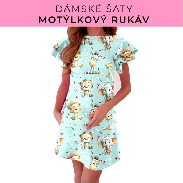 DÁMSKÝ střih - šaty s motýlkovým rukávem