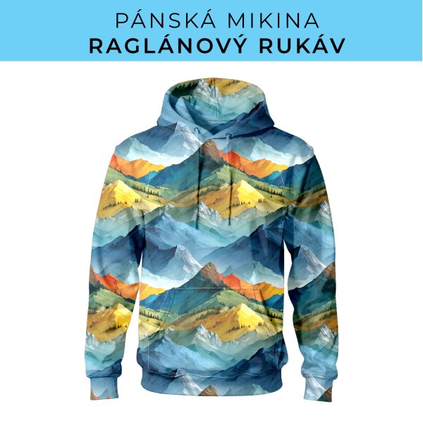 PÁNSKÝ střih - mikina raglan ZÁKLADNÍ s kapucí