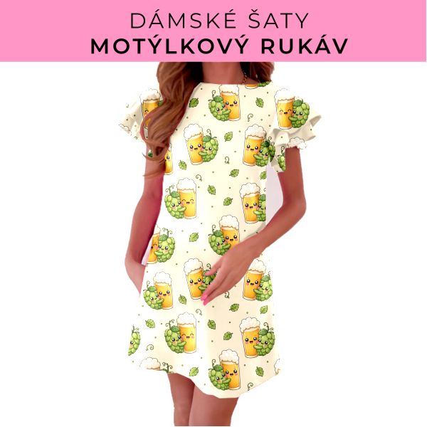 DÁMSKÝ střih - šaty s motýlkovým rukávem